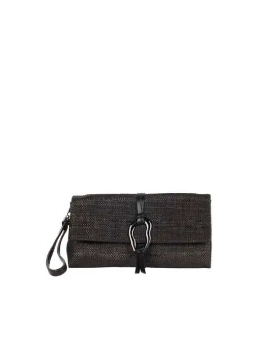 Bolso de Mano Pepe Moll Thalia Negro | Clutch Efecto Fibra