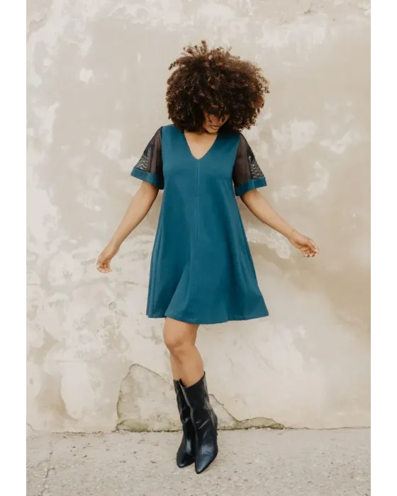 Vestido Animosa 75 Verde | Bordado Rejilla y Estrellas