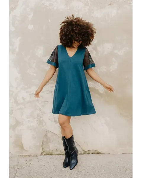 Vestido Animosa 75 Verde | Bordado Rejilla y Estrellas