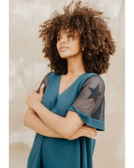 Vestido Animosa 75 Verde | Bordado Rejilla y Estrellas
