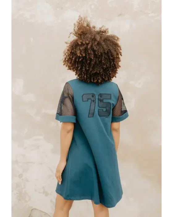 Vestido Animosa 75 Verde | Bordado Rejilla y Estrellas