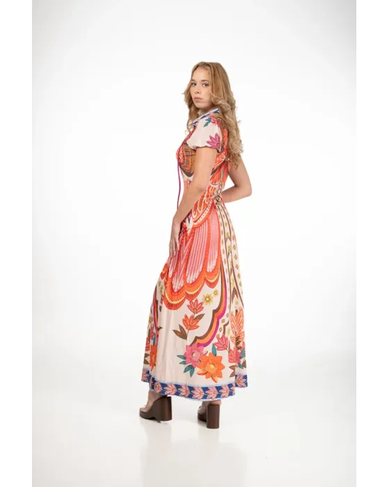 Vestido Largo Malalá Nido de Abeja Estampado Libélula | Boho-Chic 2