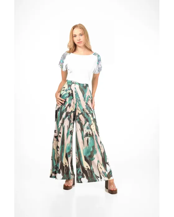 Pantalones Malalá Alom | Estilo Palazzo Estampado Arty | Maldita
