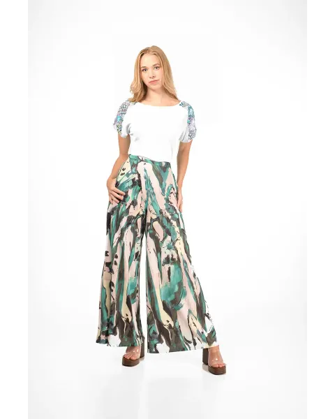 Pantalones Malalá Alom | Estilo Palazzo Estampado Arty | Maldita
