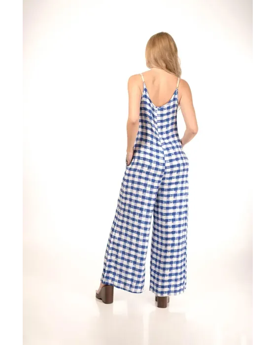 Mono Malalá Idillio Largo Cuadros Vichy Azul y Blanco | Maldita
