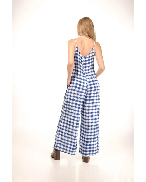 Mono Malalá Idillio Largo Cuadros Vichy Azul y Blanco | Maldita
