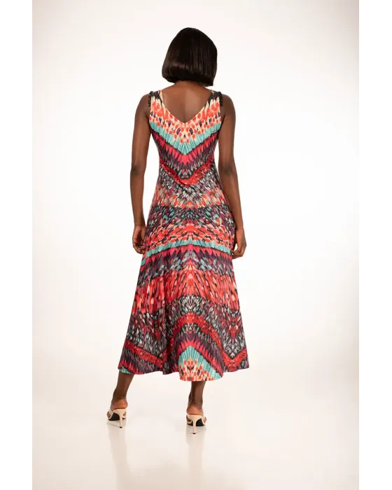 Vestido Largo Malalá Música Estampado Zigzag Multicolor
