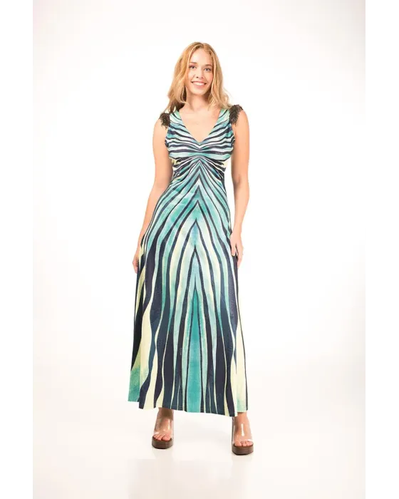 Vestido Largo Malalá Incantevole Turquesa | Silueta Estilizada