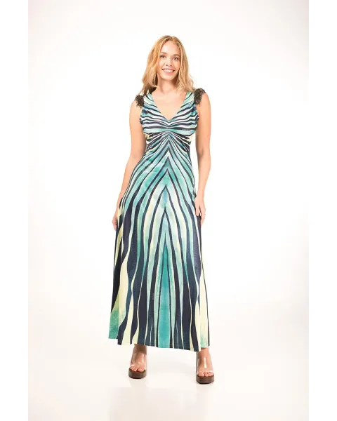 Vestido Largo Malalá Incantevole Turquesa | Silueta Estilizada
