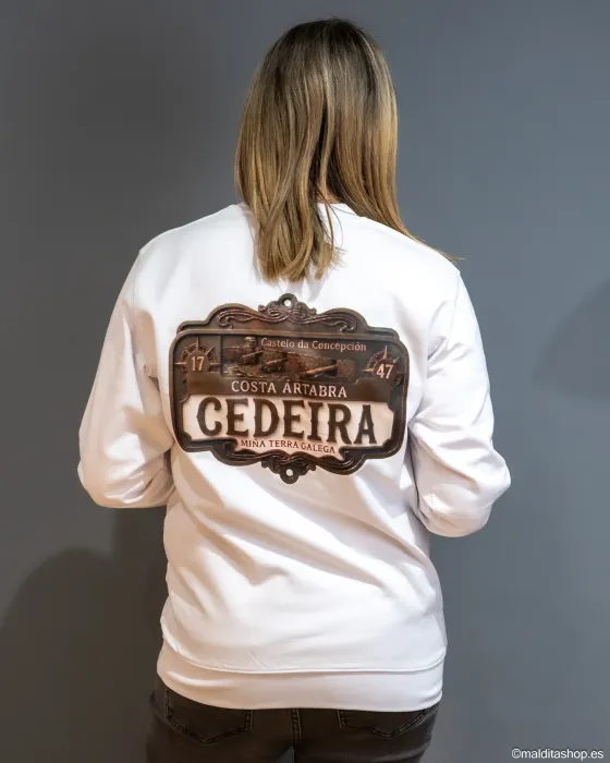 Sudadera Cedeira 1747 Alma y Origen Blanca | Diseño Exclusivo Unisex
