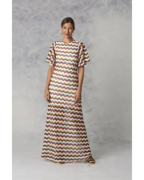 Vestido Largo Amichi Estampado Chevron con Forro | Estilo Boho
