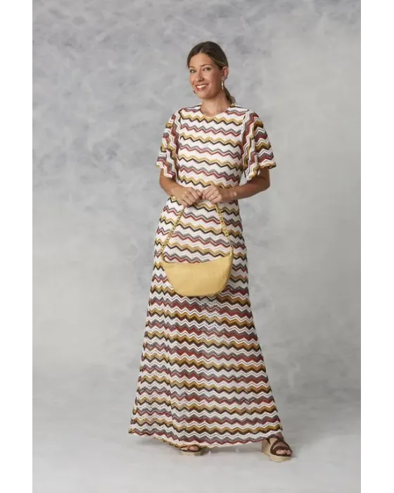 Vestido Largo Amichi Estampado Chevron con Forro | Estilo Boho 2