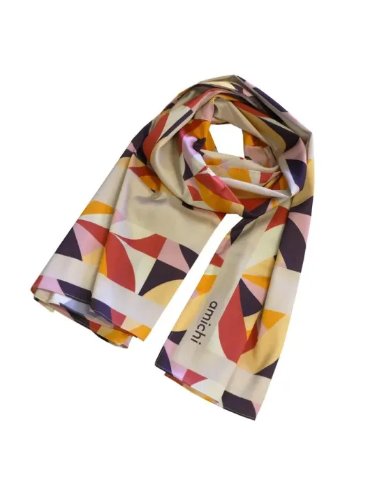 Pañuelo Amichi Estampado Geométrico Asimétrico Azul | Cuadrado