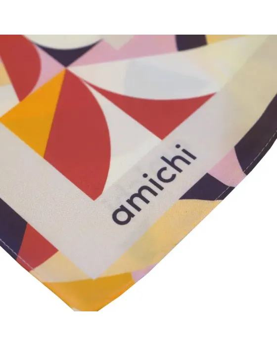 Pañuelo Amichi Estampado Geométrico Asimétrico Azul | Cuadrado