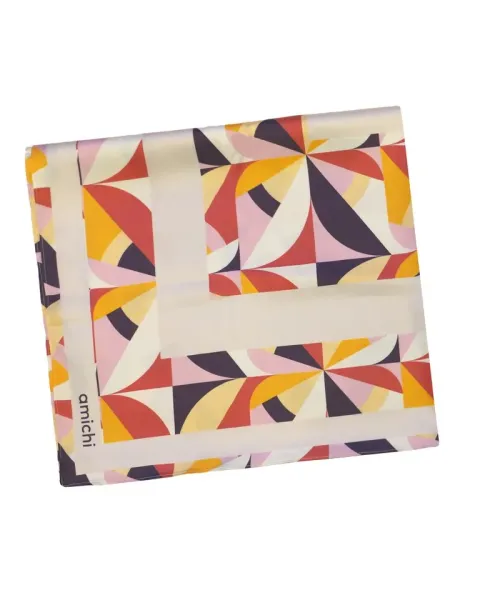 Pañuelo Amichi Estampado Geométrico Asimétrico Azul | Cuadrado