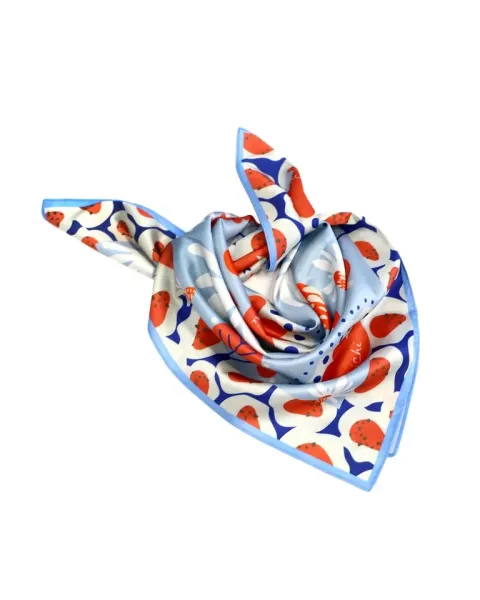 Pañuelo Amichi Estampado Micro Flor Botánica Azul | Chic & Soft