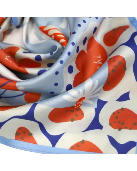 Pañuelo Amichi Estampado Micro Flor Botánica Azul | Chic & Soft