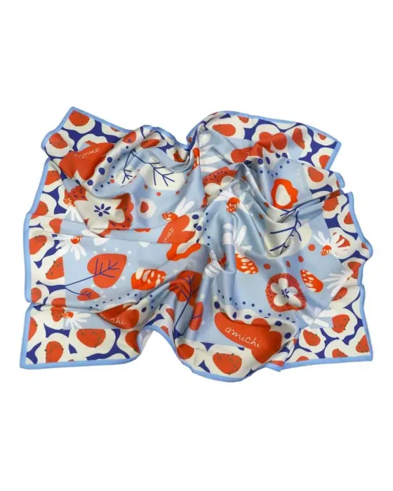 Pañuelo Amichi Estampado Micro Flor Botánica Azul | Chic & Soft