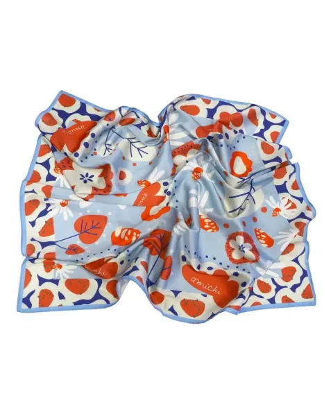 Pañuelo Amichi Estampado Micro Flor Botánica Azul | Chic & Soft