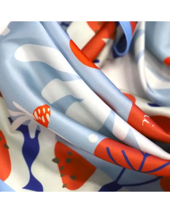 Pañuelo Amichi Estampado Micro Flor Botánica Azul | Chic & Soft