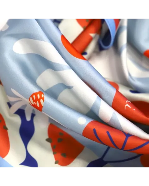 Pañuelo Amichi Estampado Micro Flor Botánica Azul | Chic & Soft