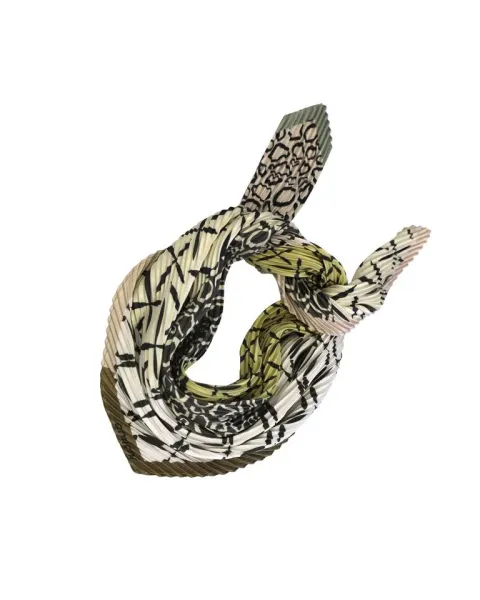 Pañuelo Amichi Plisado Mix Patchwork Oliva y Leopardo | Plissé Chic