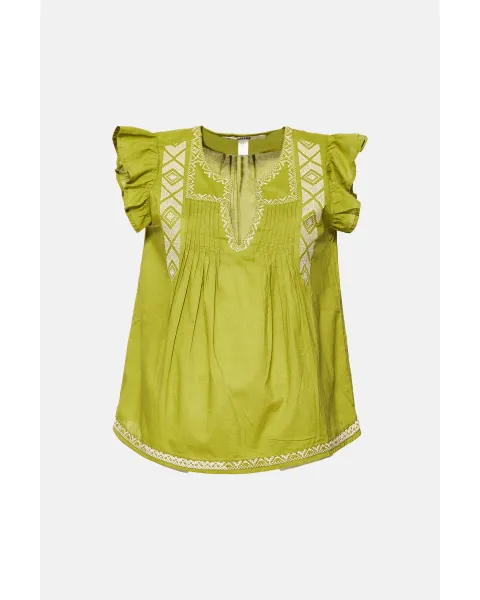 Blusa MDM Bordado Étnico Lima | Mangas Volante Boho