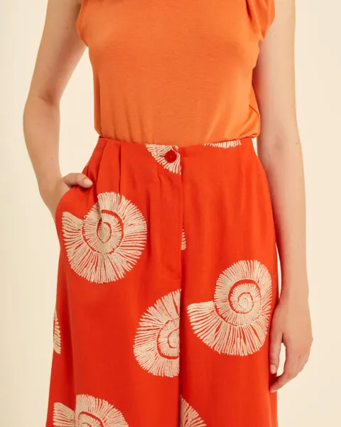 Pantalón Culotte Pepaloves Coral | Bordado Caracolas | Maldita