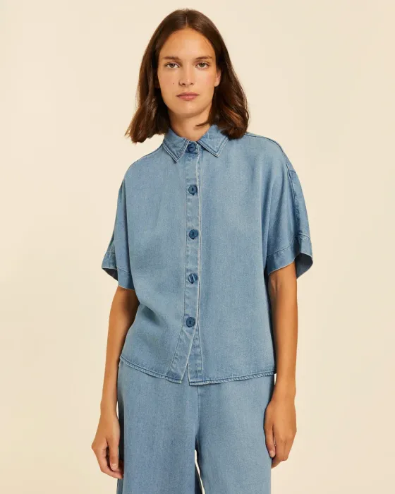 Camisa Manga Corta Pepaloves Denim Soft | 100% Tencel | Maldita