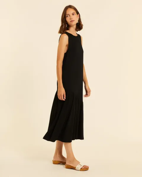 Vestido Maxi Pepaloves Negro | Volante Asimétrico | Maldita