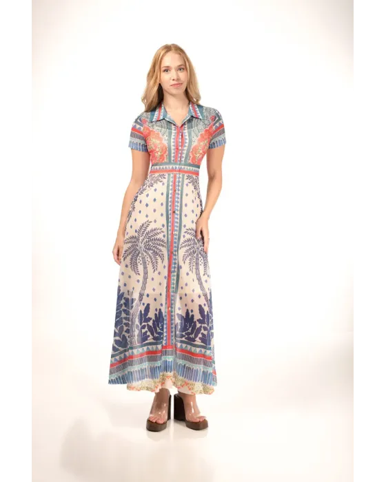 Vestido Largo Malalá Afabilidad | Estampado Palmeras y Cenefas | Maldita