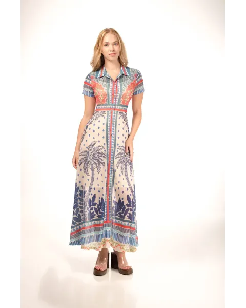 Vestido Largo Malalá Afabilidad | Estampado Palmeras y Cenefas | Maldita