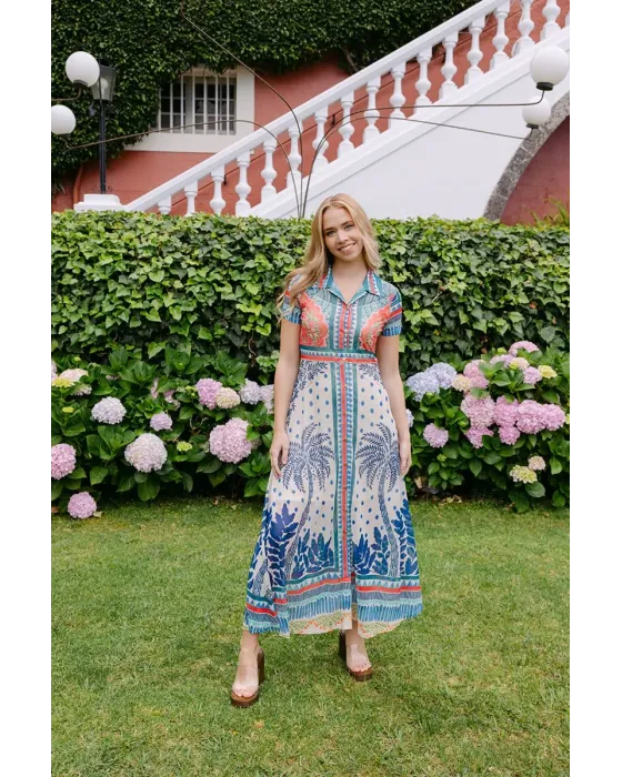 Vestido Largo Malalá Afabilidad | Estampado Palmeras y Cenefas | Maldita 2