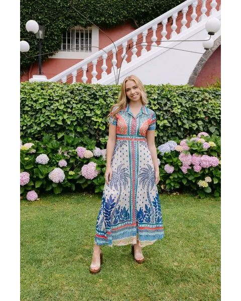 Vestido Largo Malalá Afabilidad | Estampado Palmeras y Cenefas | Maldita