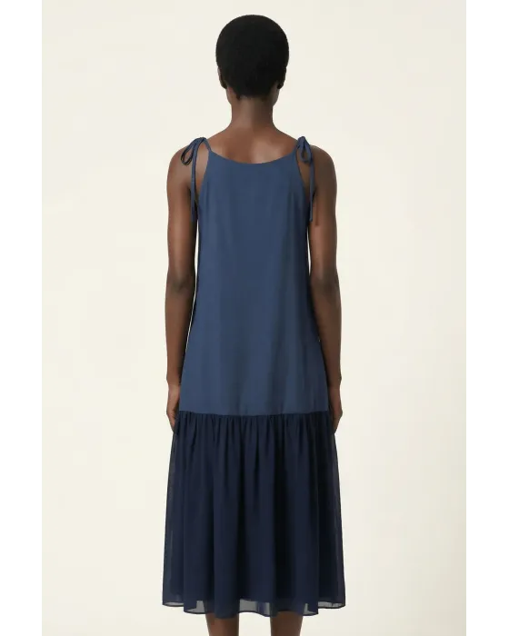 Vestido Lolitas&L Cerezas 3D | Vestido Azul Marino Midi con Bordado Relieve | Maldita