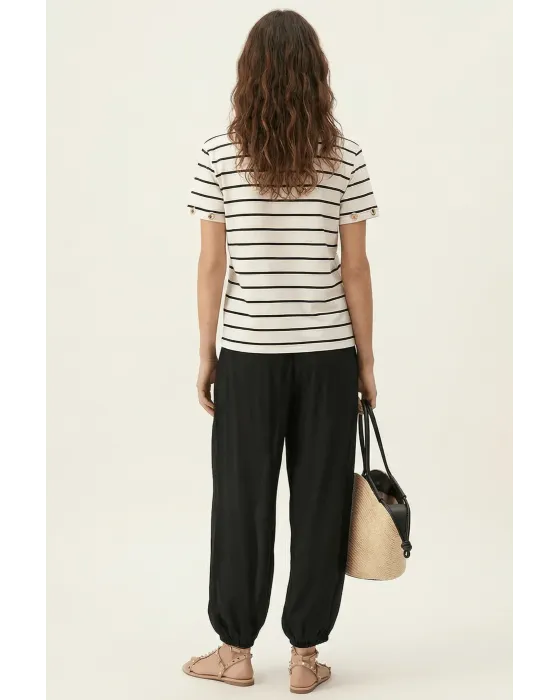 Pantalón Lolitas&L Palazzo Negro | Pantalón Globo de Gasa con Transparencias | Maldita 2
