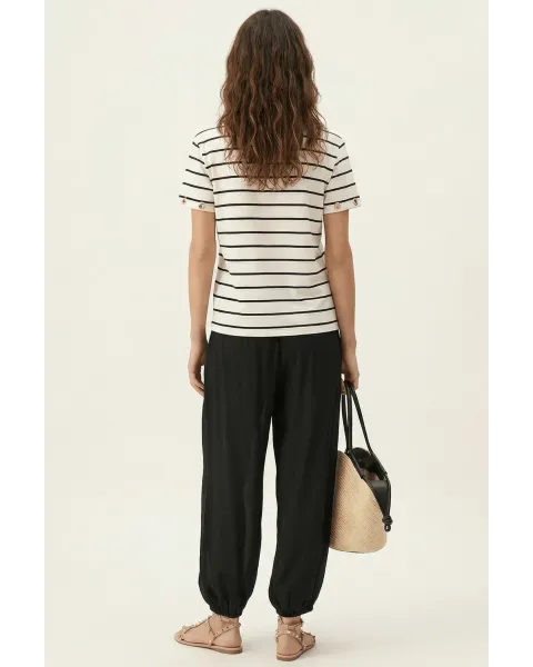 Pantalón Lolitas&L Palazzo Negro | Pantalón Globo de Gasa con Transparencias | Maldita