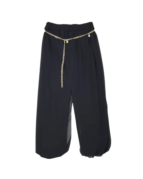 Pantalón Lolitas&L Palazzo Negro | Pantalón Globo de Gasa con Transparencias | Maldita