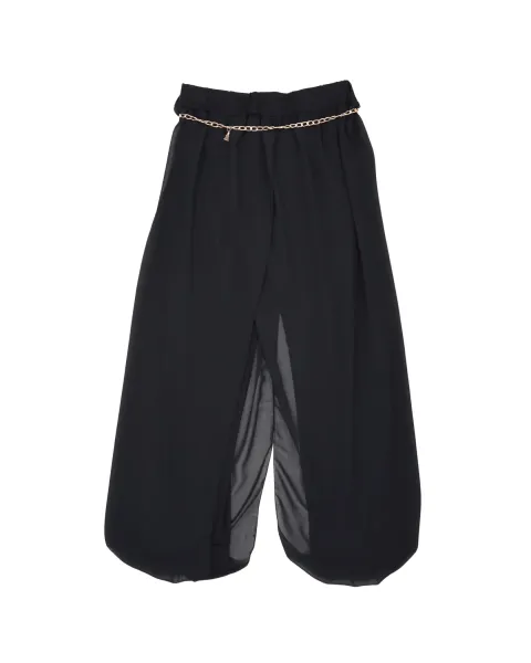 Pantalón Lolitas&L Palazzo Negro | Pantalón Globo de Gasa con Transparencias | Maldita