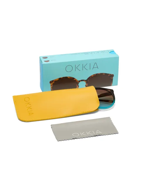Gafas de Sol Okkia Berlino Habana y Azul | Montura Soft Touch y Filtro UV 400 | Maldita