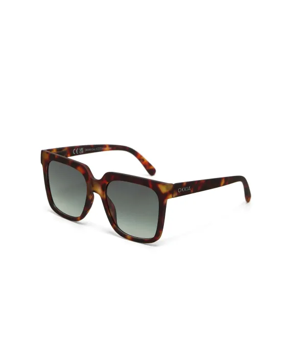 Gafas de Sol Okkia Roma Classic Havana Lentes Verdes | Montura Soft Touch UV 400 | Maldita