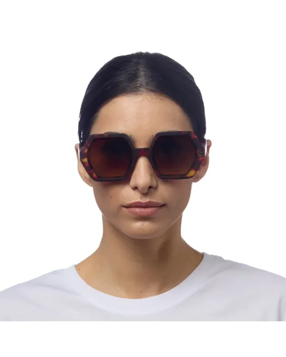 Gafas de Sol Okkia Emma Classic Havana | Montura Hexagonal Soft Touch UV 400 | Maldita