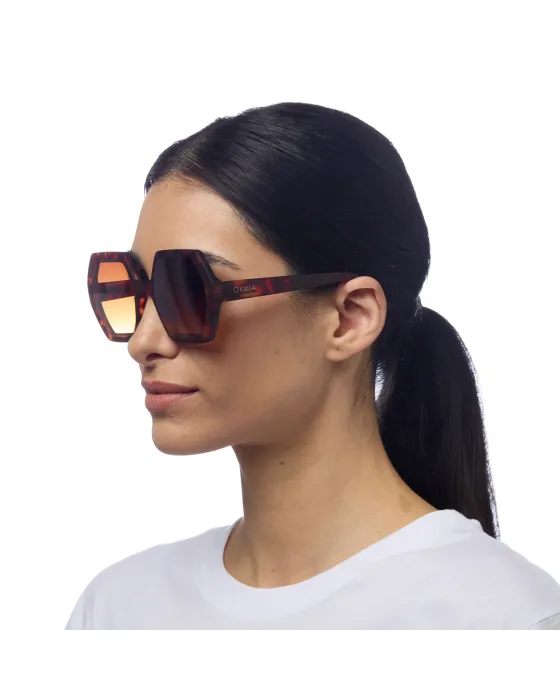 Gafas de Sol Okkia Emma Classic Havana | Montura Hexagonal Soft Touch UV 400 | Maldita