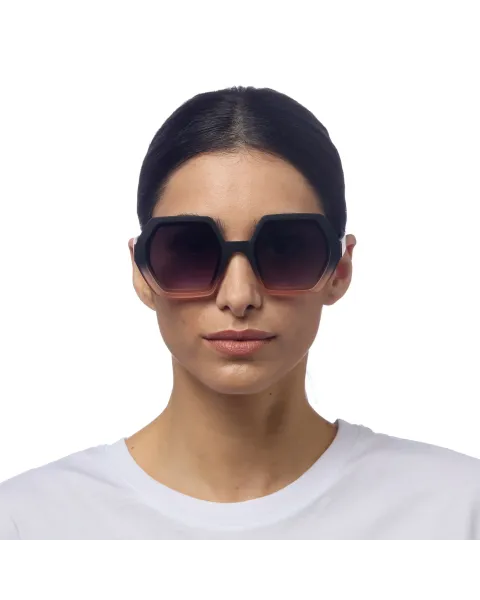Gafas de Sol Okkia Emma Black Shaded Rose | Montura Hexagonal Soft Touch UV 400 | Maldita