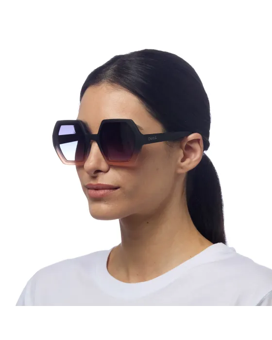 Gafas de Sol Okkia Emma Black Shaded Rose | Montura Hexagonal Soft Touch UV 400 | Maldita