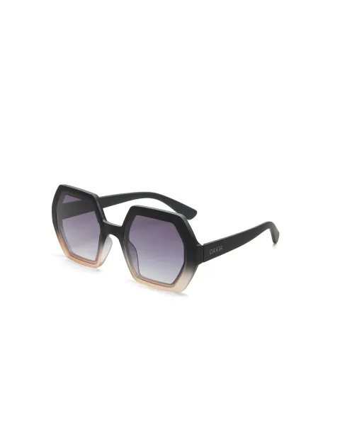 Gafas de Sol Okkia Emma Black Shaded Rose | Montura Hexagonal Soft Touch UV 400 | Maldita