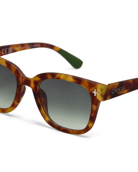 Gafas de Sol Okkia Giovanni Sahara Havana | Lentes Verdes Soft Touch UV 400 | Maldita