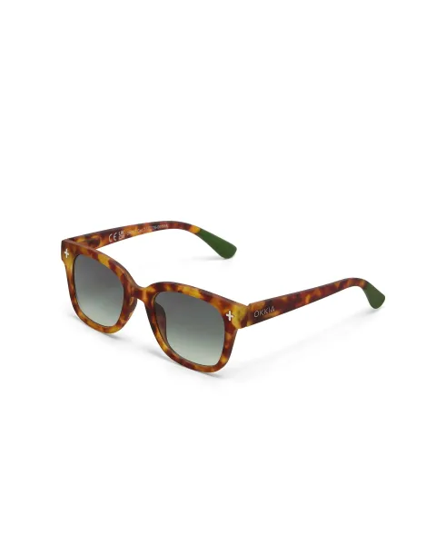 Gafas de Sol Okkia Giovanni Sahara Havana | Lentes Verdes Soft Touch UV 400 | Maldita