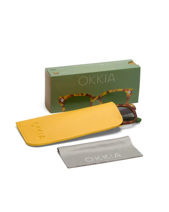 Gafas de Sol Okkia Giovanni Sahara Havana | Lentes Verdes Soft Touch UV 400 | Maldita