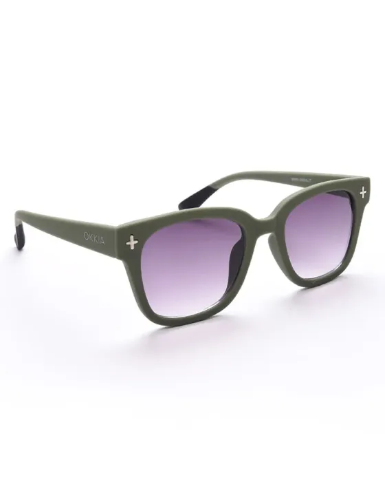 Gafas de Sol Okkia Giovanni Verde y Negro | Montura Cuadrada Soft Touch UV 400 | Maldita